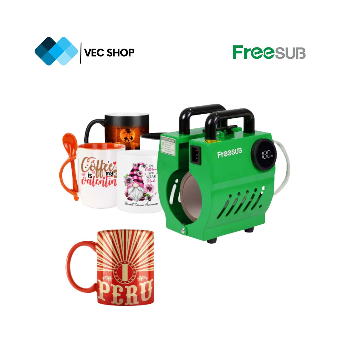 GENERICO - Maquina de Sublimación Portátil para Tazas 11 oz Sublimadora Freesub