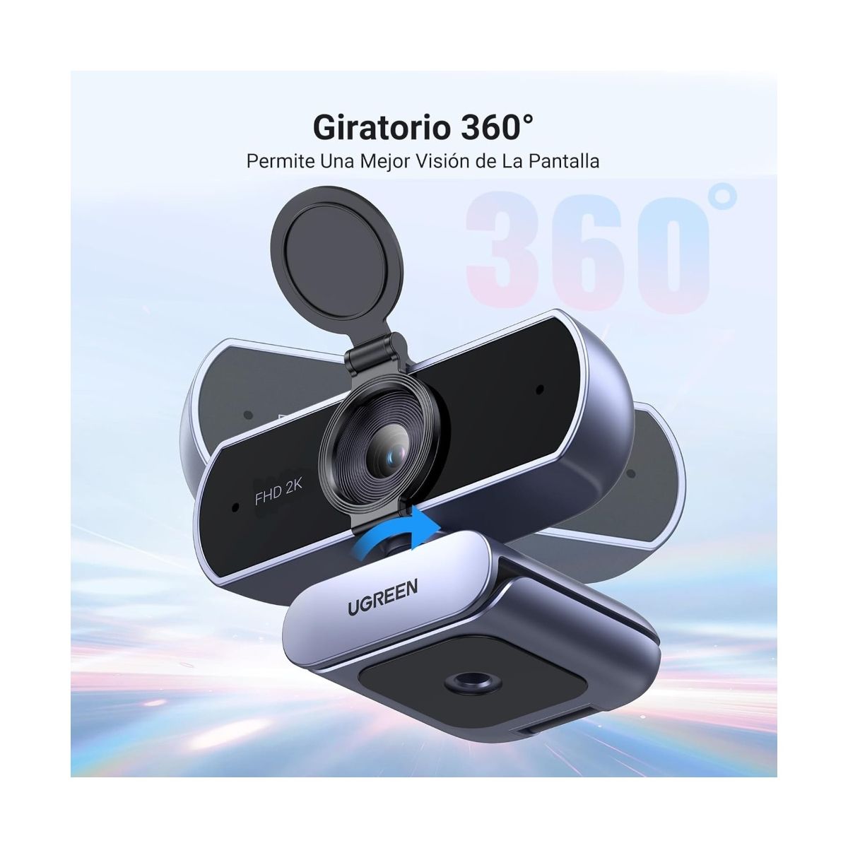 UGREEN - Camara Web con Microfono WebCam 2k Rotacion 360 UGREEN