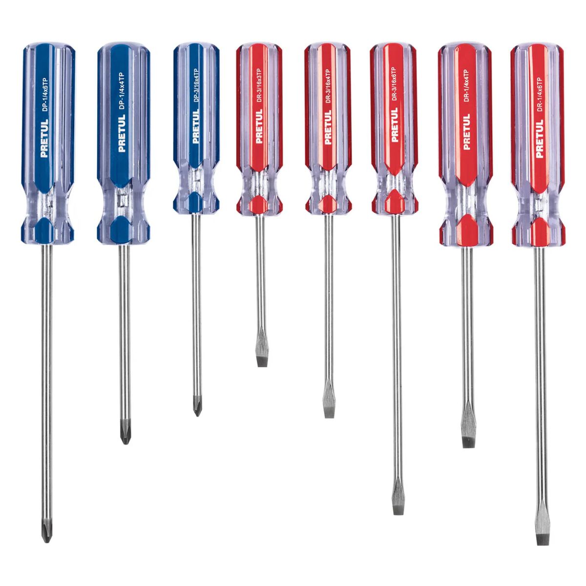 PRETUL - Juego de 8 Desarmadores Mango de PVC