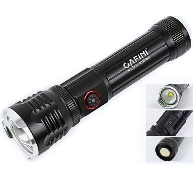 CAFINI - Linterna led recargable Zoom telescopico de bolsillo