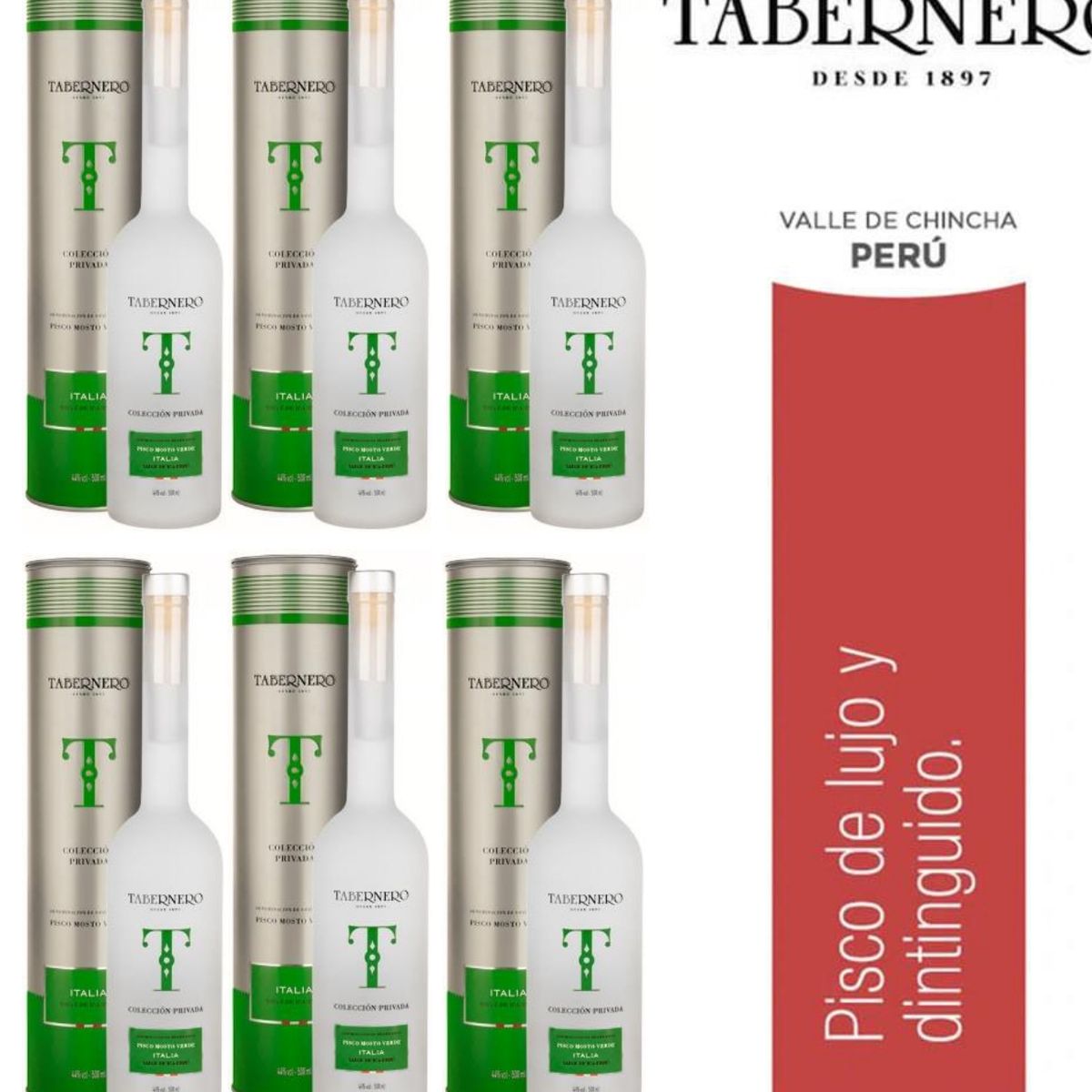 TABERNERO - Pisco Tabernero Mosto verde Italia 500ml - 6 UND