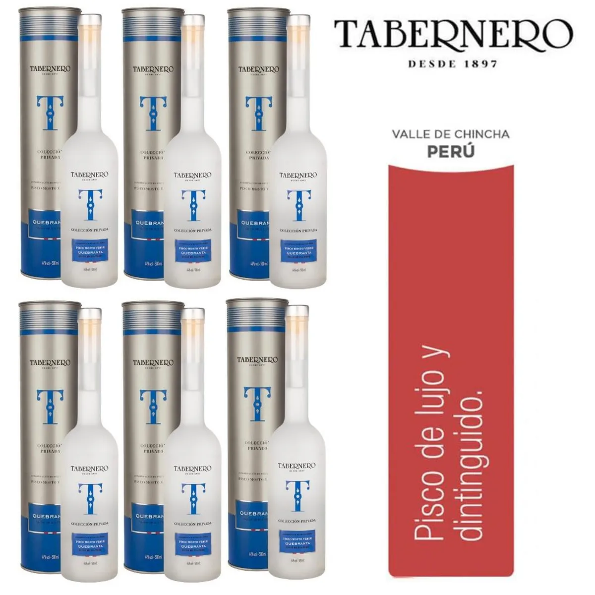TABERNERO - Pisco Tabernero Mosto verde Quebranta 500ml - 6 UND