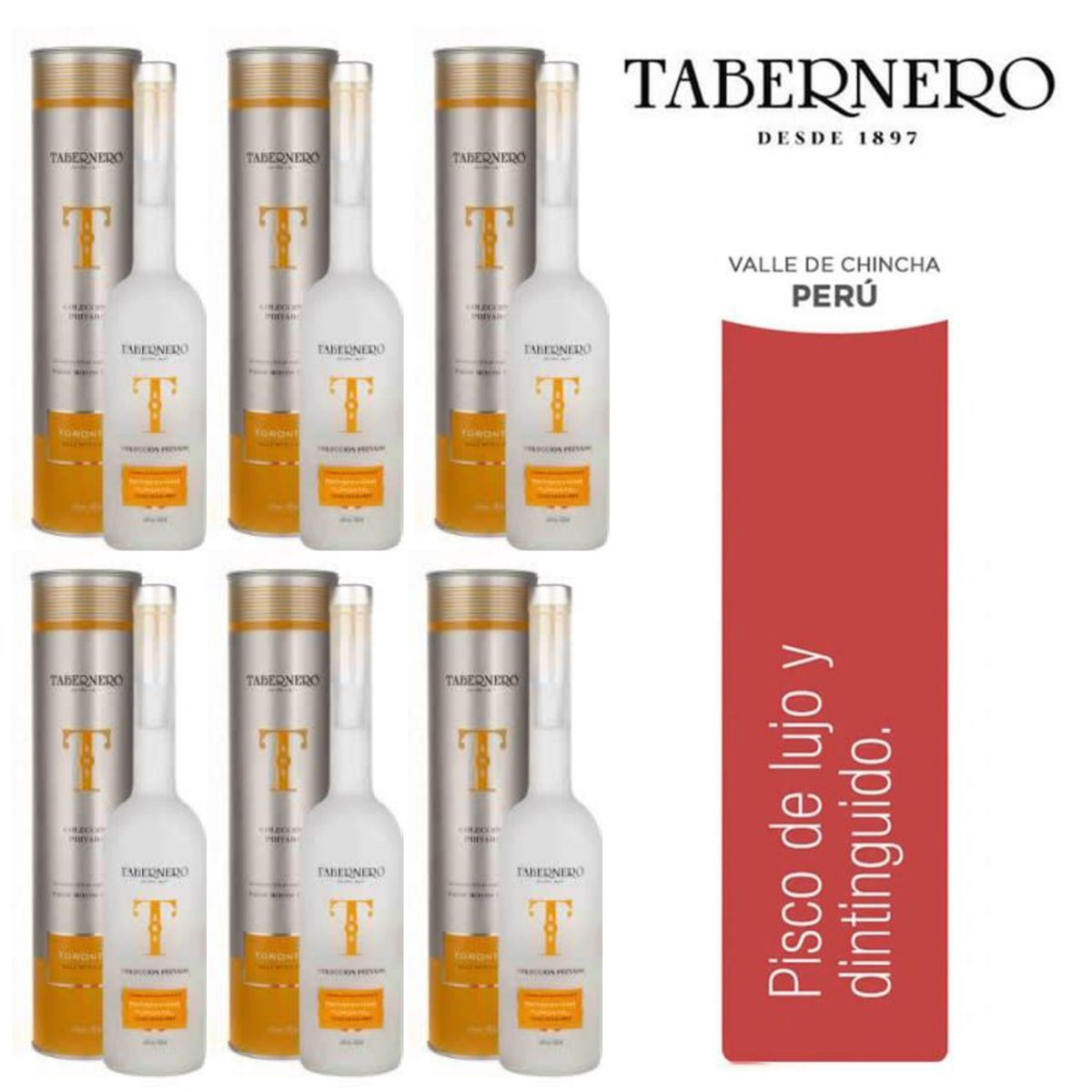 TABERNERO - Pisco Tabernero Mosto verde Torontel 500ml - 6 UND