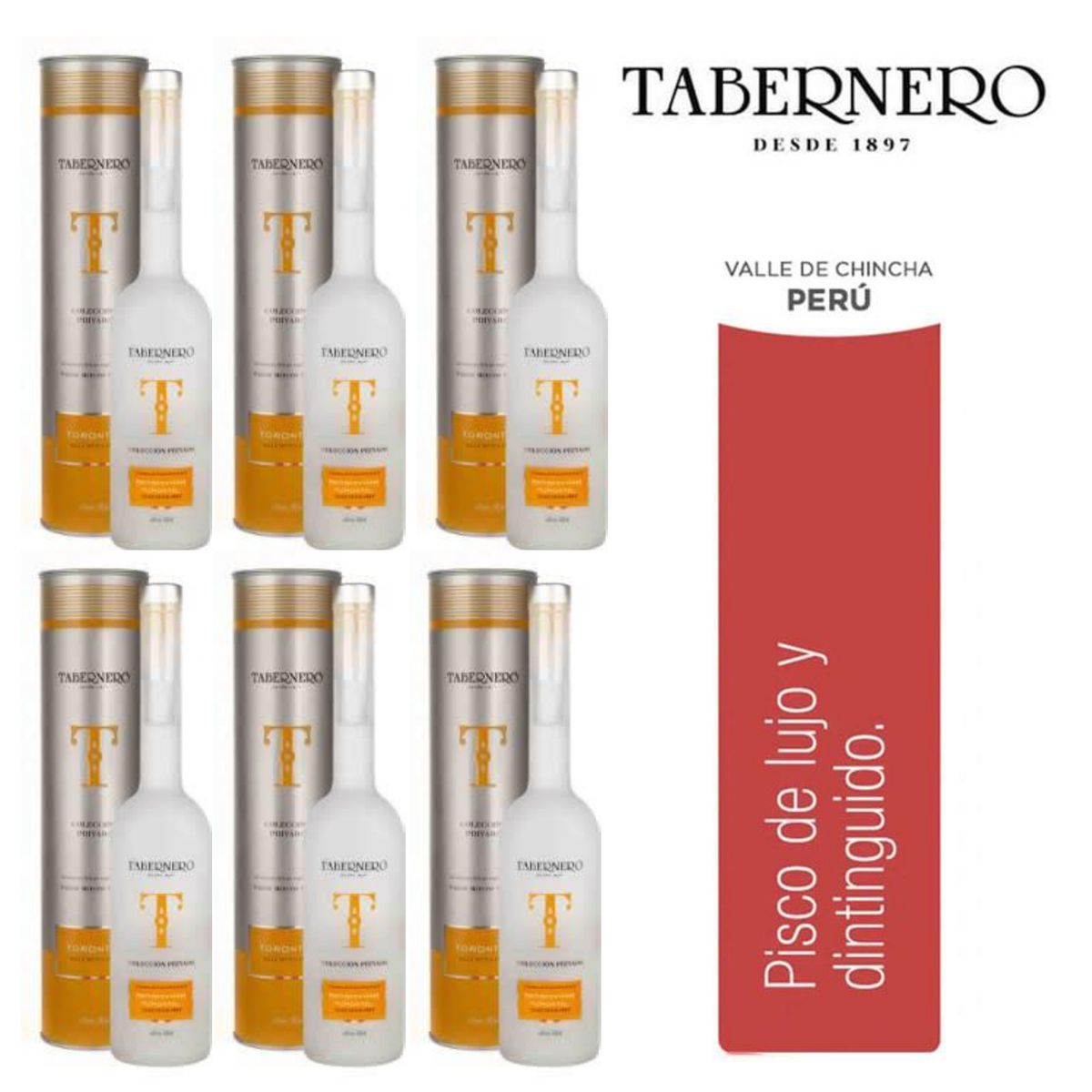 TABERNERO - Pisco Tabernero Mosto verde Torontel 500ml - 6 UND