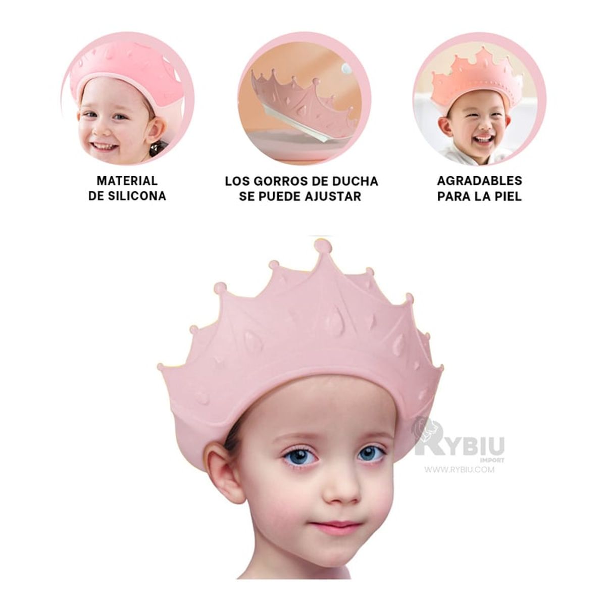 OEM - GORRO BAÑO DUCHA BEBE- NIÑOS PROTECCIÓN DE OJOS ROSADO