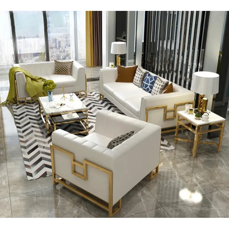 GENERICO - Sofá Modular Farat 3 +2 + 1 - Beige y Dorado