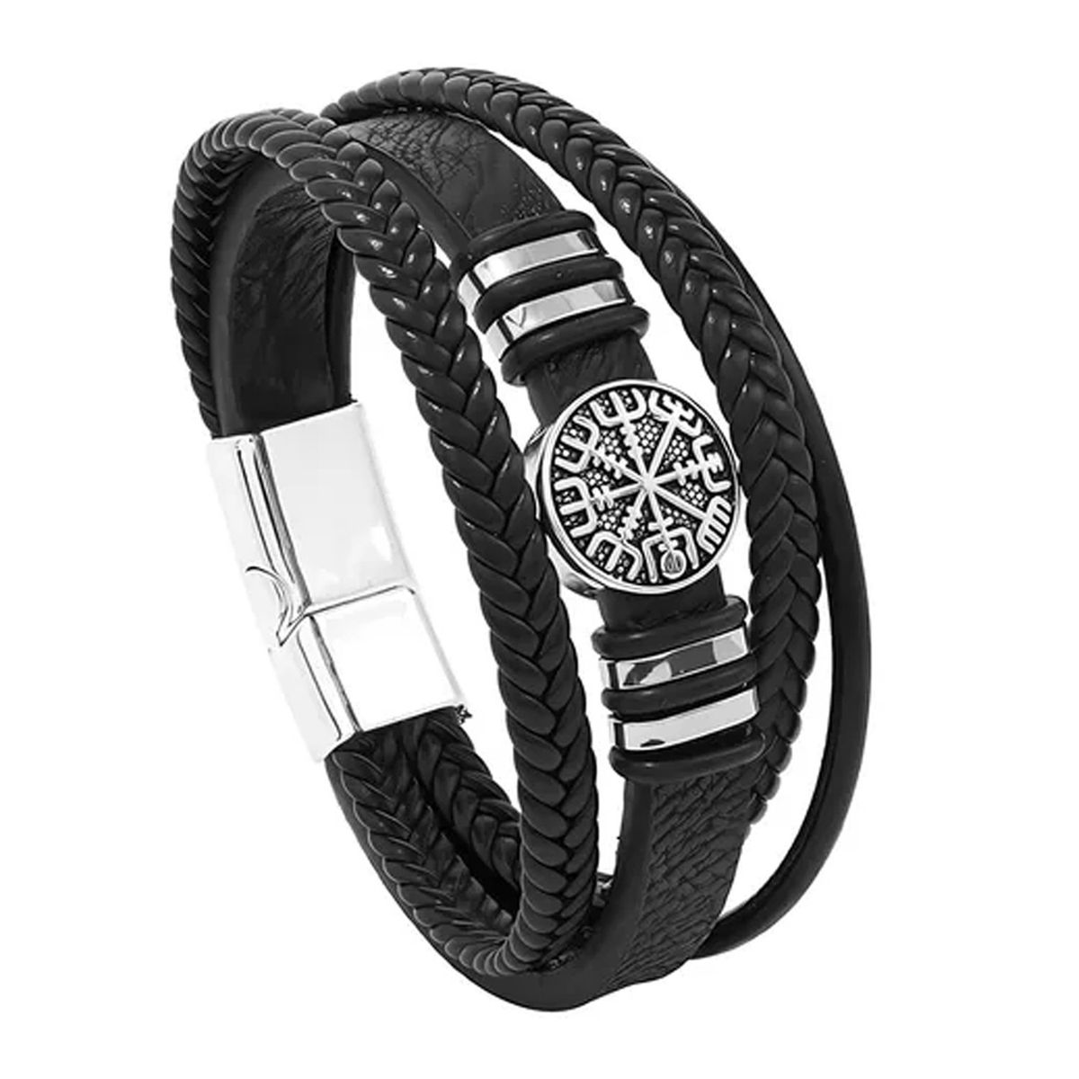 GENERICO - PULSERA HOMBRE CUERO VINTAGE NEGRO