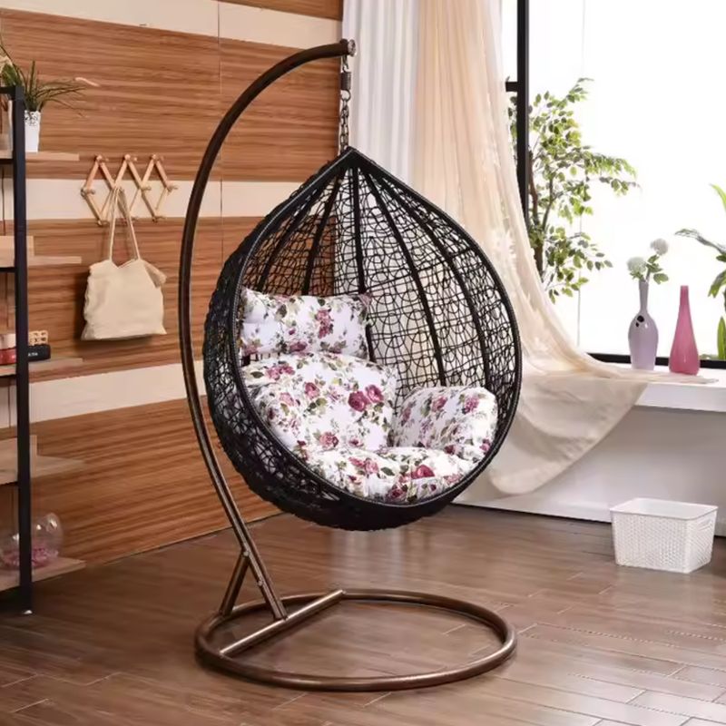 GENERICO - SILLA COLGANTE RATÁN SILLÓN HAMACA TERRAZA METAL ACERO SOPORTE COLOR ORO QUEMADO