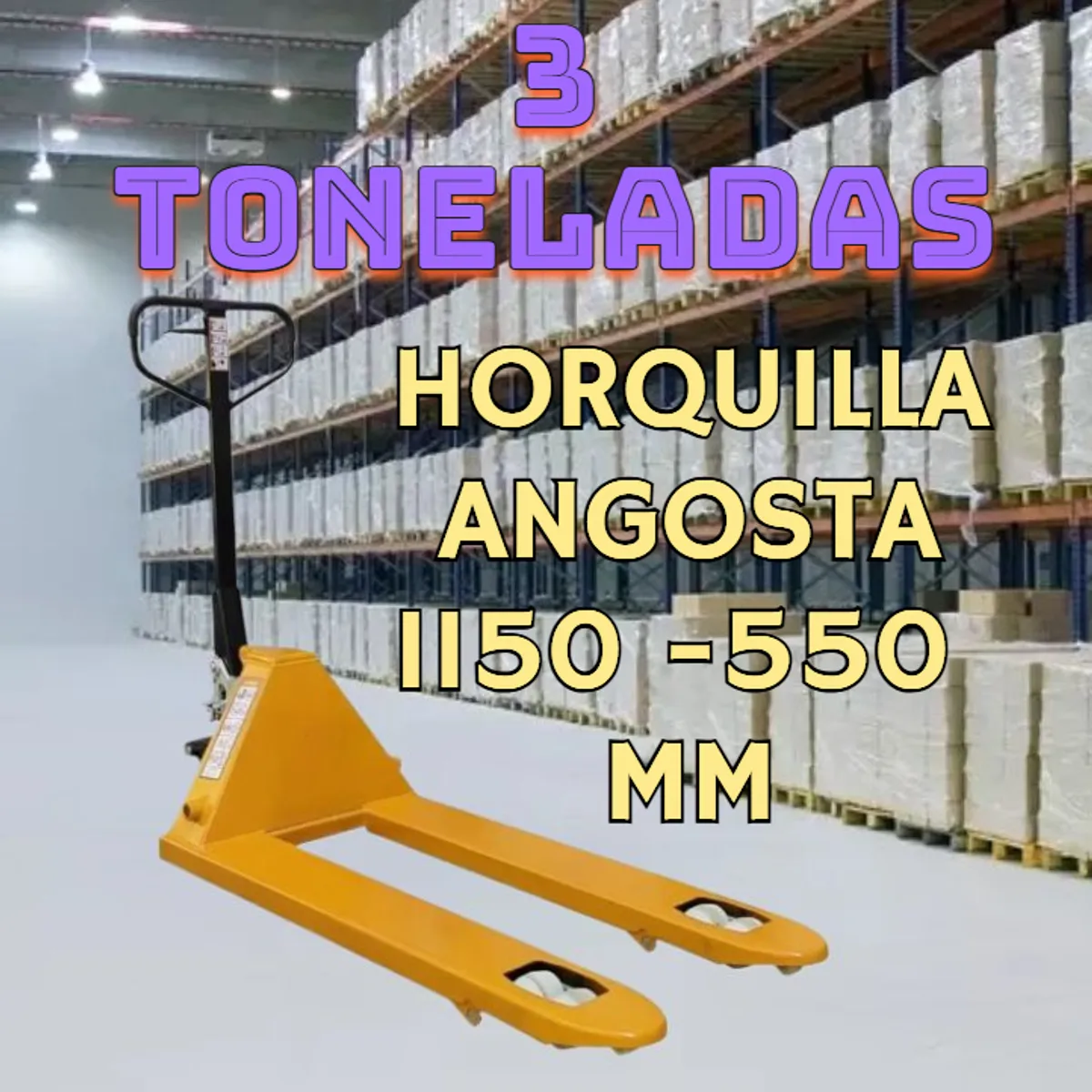 GENERICO - TRANSPALETA 3000 KG ELEVADOR MANUAL PATO DE CARGA CON RUEDAS DE NYLON