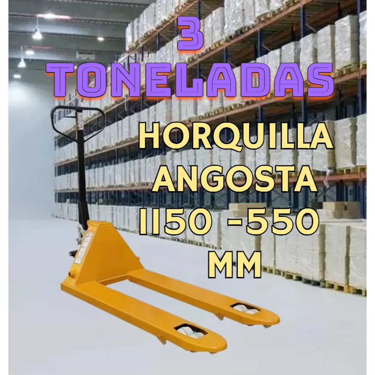 GENERICO - TRANSPALETA 3000 KG ELEVADOR MANUAL PATO DE CARGA CON RUEDAS DE NYLON