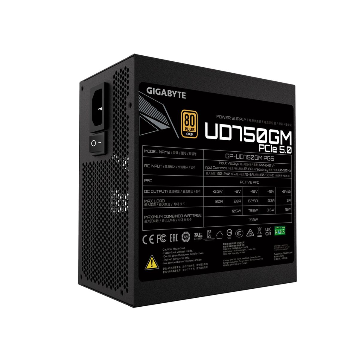 GIGABYTE - FUENTE DE ALIMENTACION GIGABYTE 750W 80 PLUS GOLD PN psgbud750gmpg5