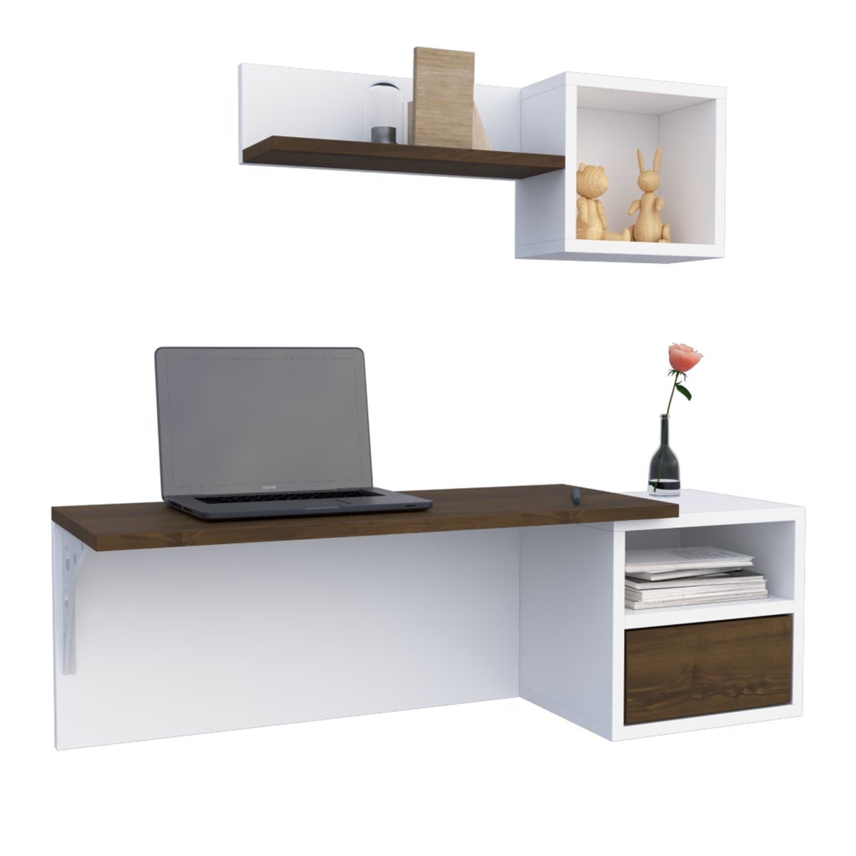 MUEBLES MACRUMO - ESCRITORIO FLOTANTE + REPISA INC ARMADO