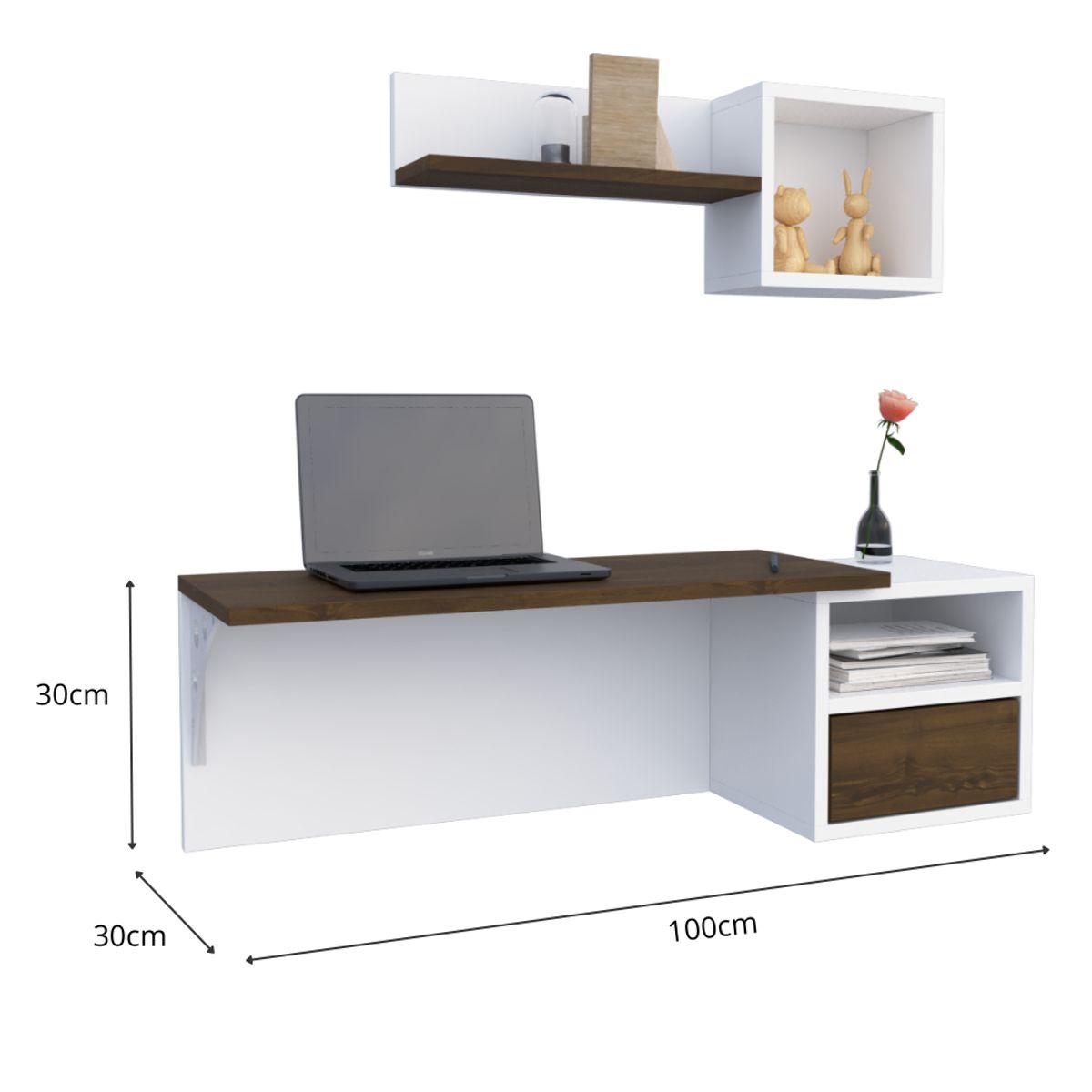 MUEBLES MACRUMO - ESCRITORIO FLOTANTE + REPISA INC ARMADO