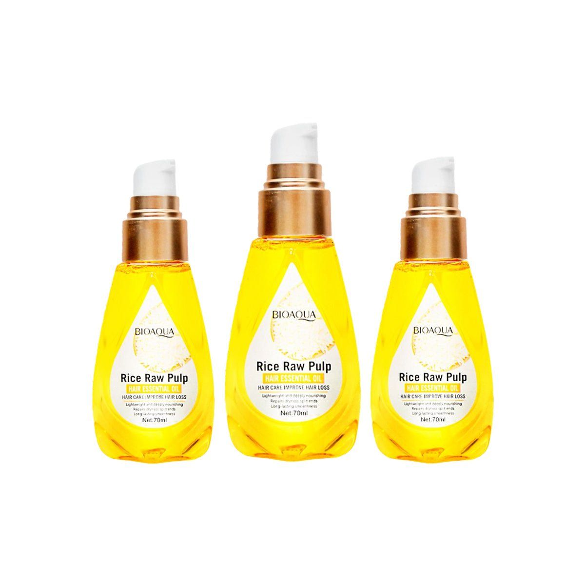 BIOAQUA - Aceite de Arroz para el cabello 70ml - Bioaqua 3und