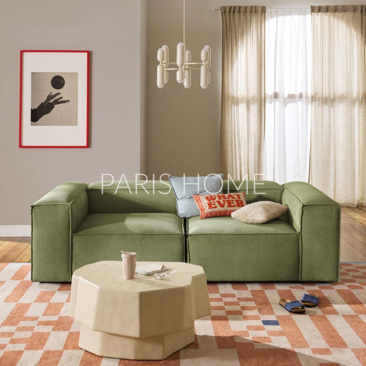 GENERICO - Sofá 2 Cuerpos Monarch Pana - Verde Oliva