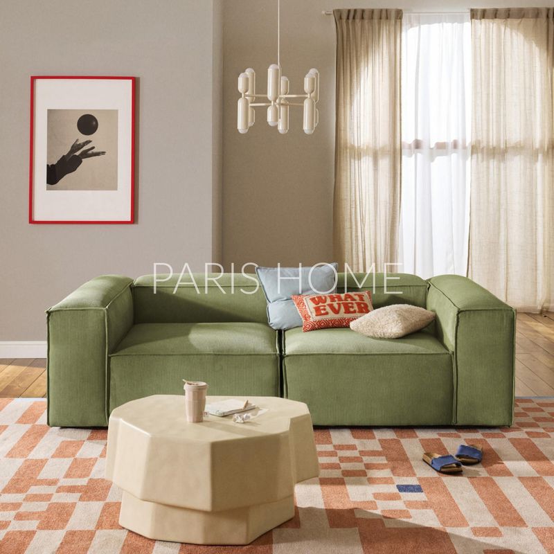 GENERICO - Sofá 2 Cuerpos Monarch Pana - Verde Oliva