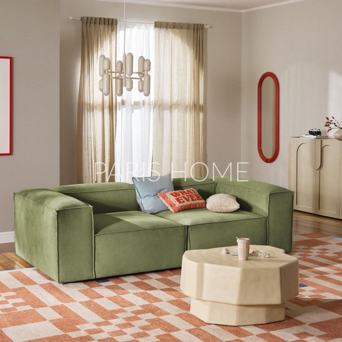 GENERICO - Sofá 2 Cuerpos Monarch Pana - Verde Oliva