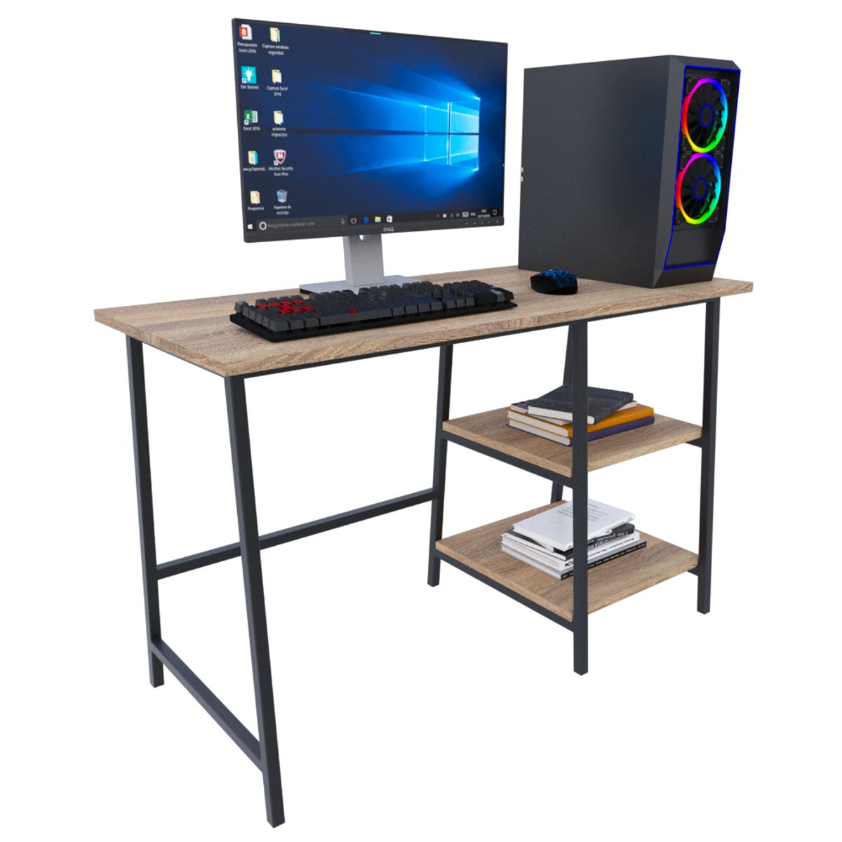 MUEBLES MACRUMO - ESCRITORIO CON ESTRUCTURA DE FIERRO ACABADO AL HORNO INC ARMADO