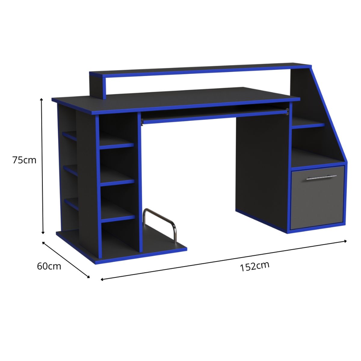 MUEBLES MACRUMO - ESCRITORIO GAMER COMPARTIMIENTOS Y REPISAS INC ARMADO