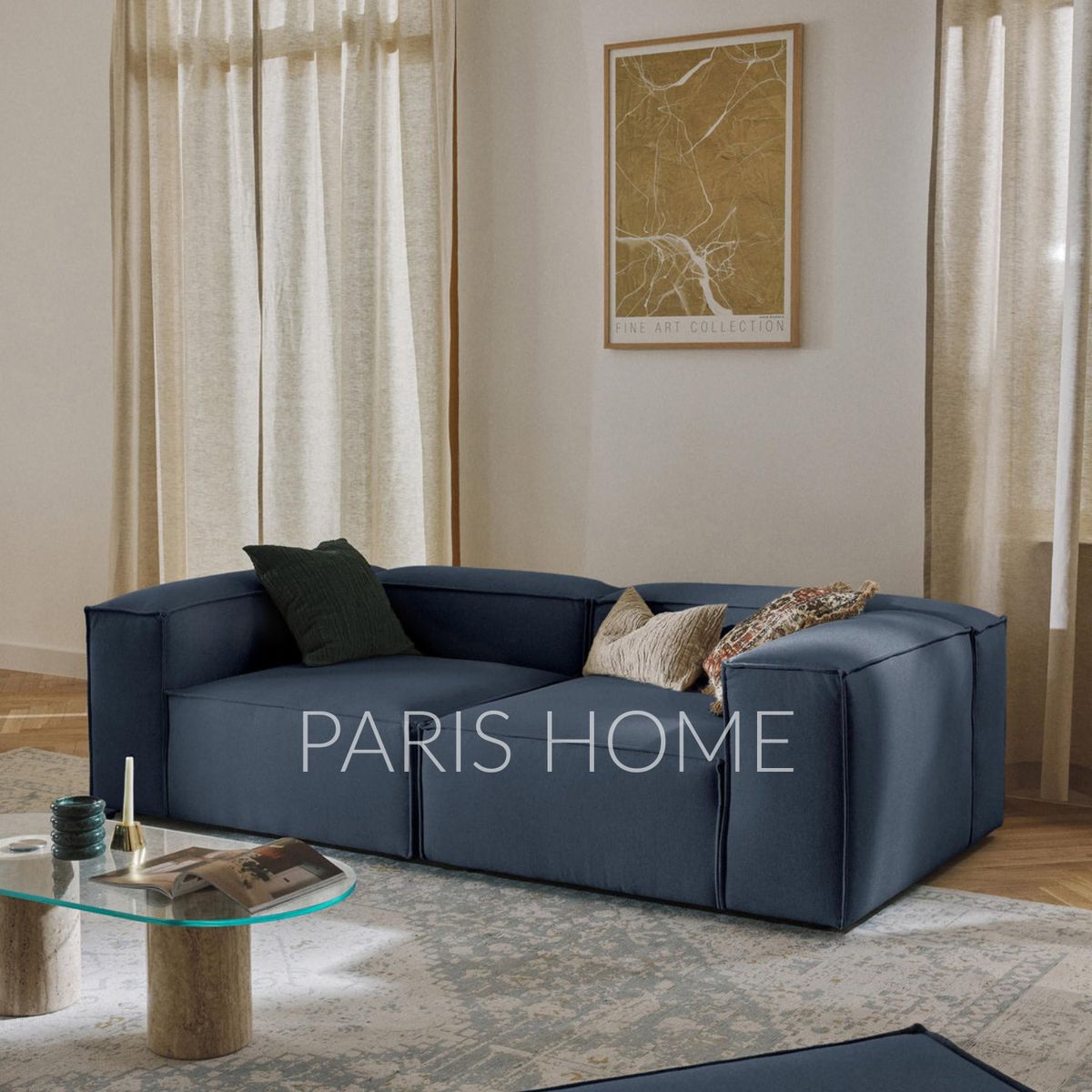 GENERICO - Sofá 2 Cuerpos Monarch Tejido - Azul Oscuro