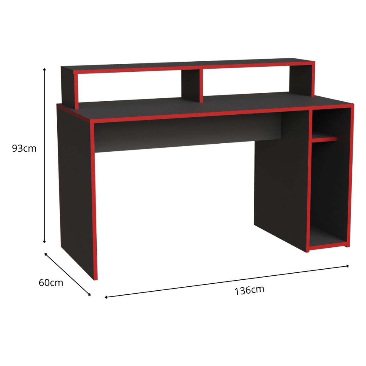 MUEBLES MACRUMO - ESCRITORIO GAMER CON ELEVADOR DE MONITOR INC ARMADO