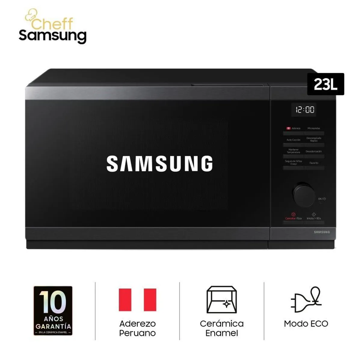SAMSUNG - MICROONDAS SAMSUNG 23L MS23DG4504AGPE CHEF ACERO INOXIDABLE