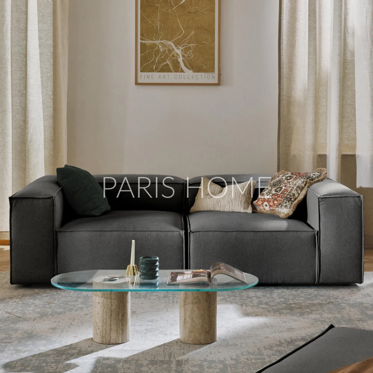 GENERICO - Sofá 2 Cuerpos Monarch Tejido - Gris Oscuro