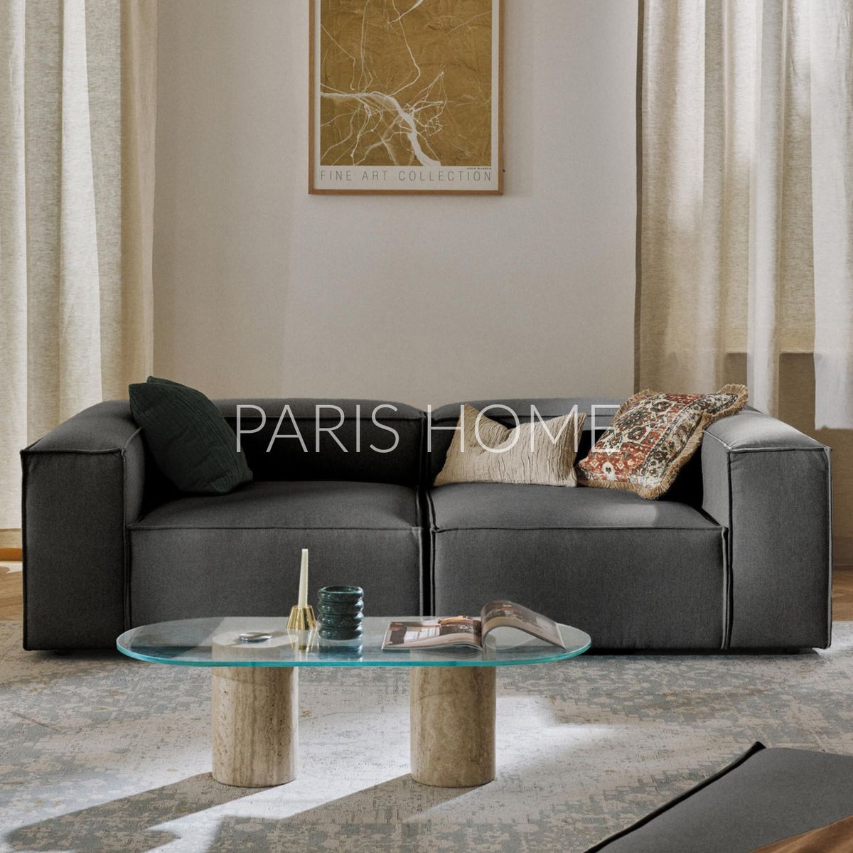 GENERICO - Sofá 2 Cuerpos Monarch Tejido - Gris Oscuro