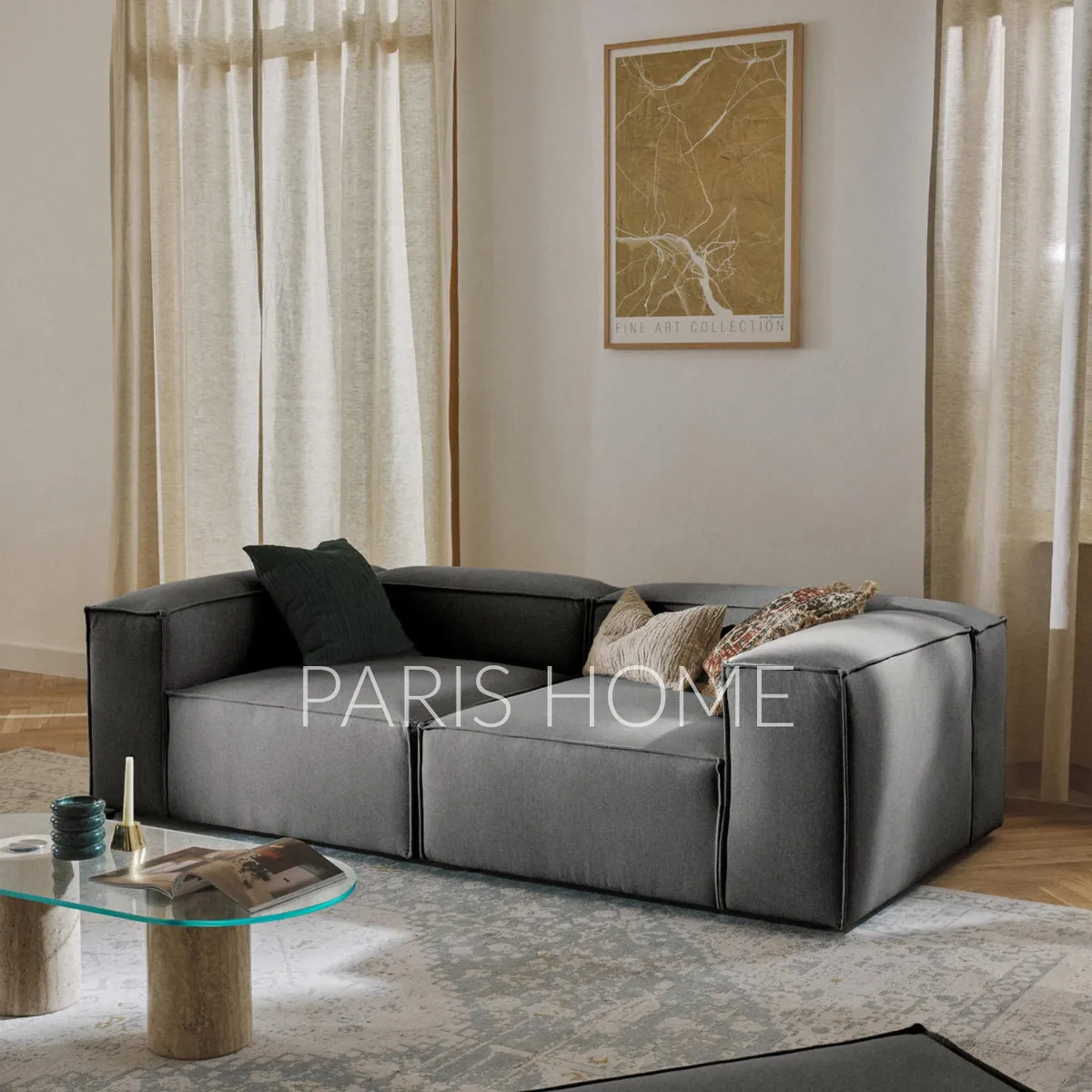 GENERICO - Sofá 2 Cuerpos Monarch Tejido - Gris Oscuro