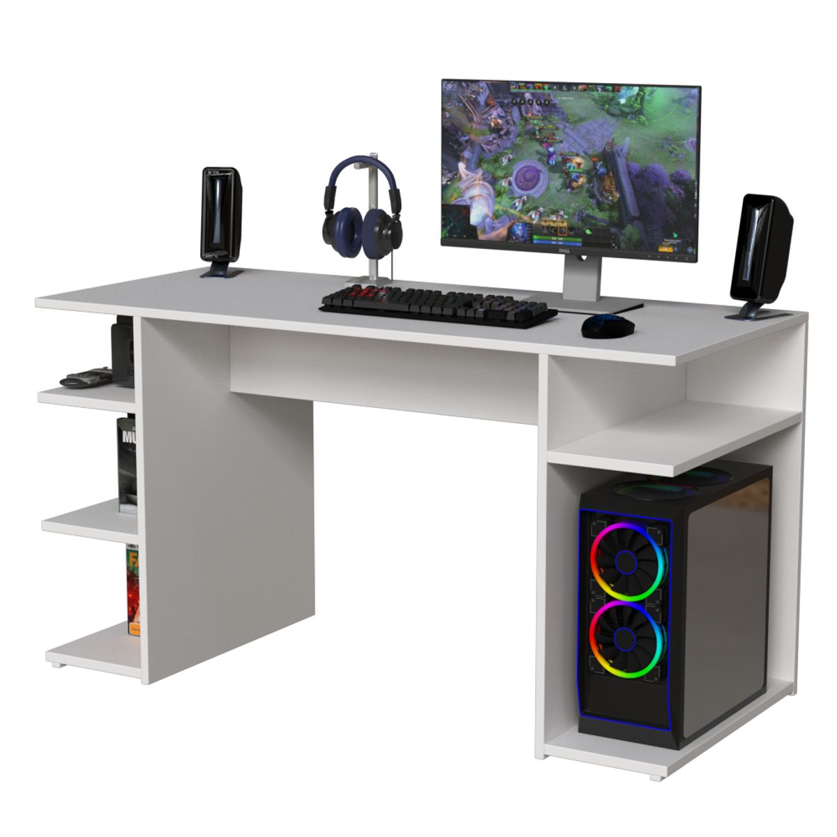 MUEBLES MACRUMO - ESCRITORIO BÁSICO GAMER CON REPISAS