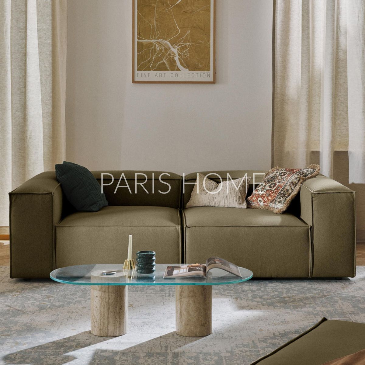 GENERICO - Sofá 2 Cuerpos Monarch Tejido - Verde Oliva