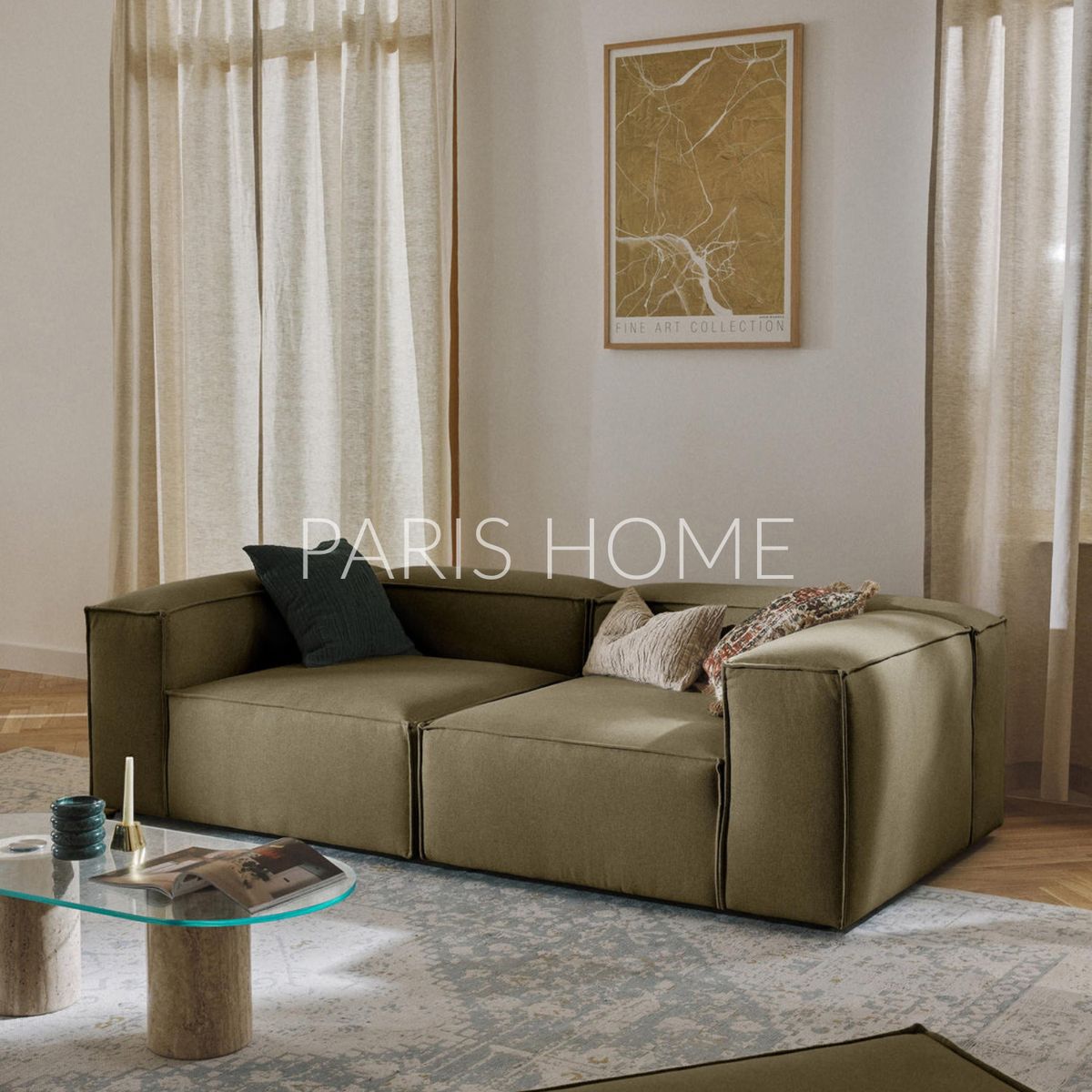 GENERICO - Sofá 2 Cuerpos Monarch Tejido - Verde Oliva