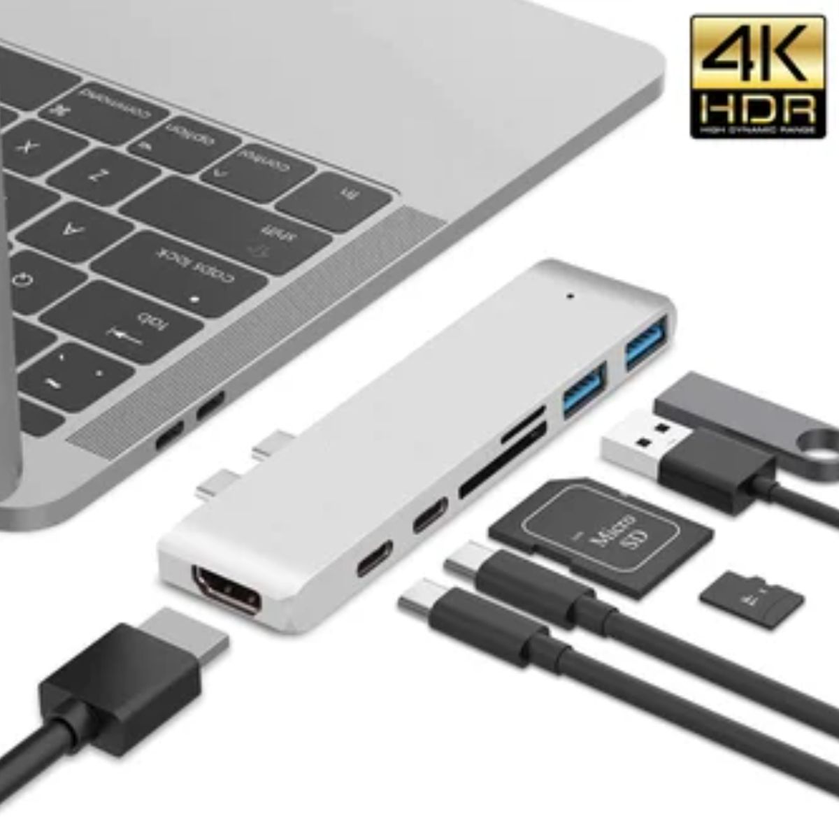 GENERICO - 7 en 1 tipo C a HDMi USB 3.0 + TF Micro SD Lector de tarjetas hub