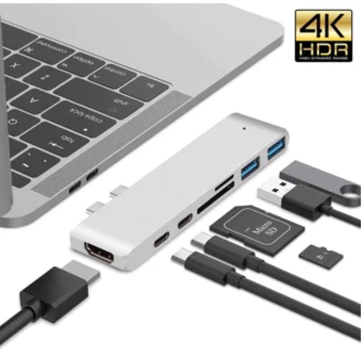 GENERICO - 7 en 1 tipo C a HDMi USB 3.0 + TF Micro SD Lector de tarjetas hub