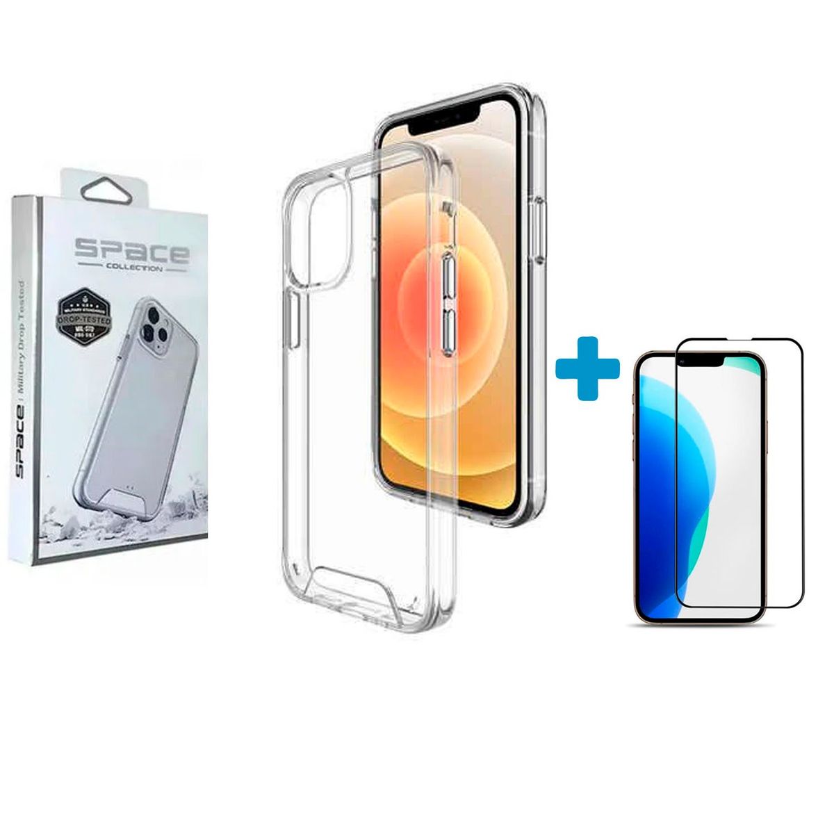 GENERICO - Case Space Para iPhone 14 + Vidrio Templado Transparente