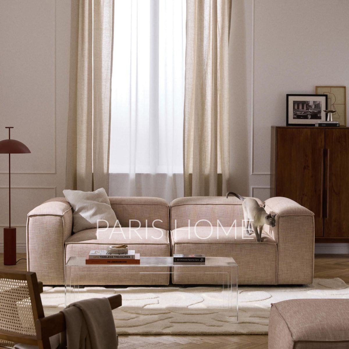 GENERICO - Sofá 2 Cuerpos Monarch Lino - Rojo Oxido