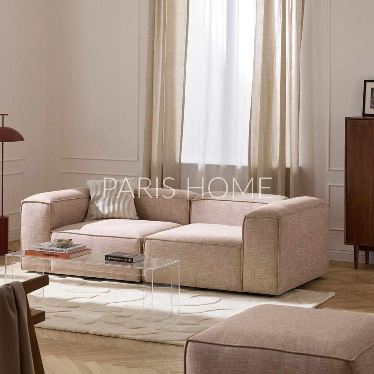 GENERICO - Sofá 2 Cuerpos Monarch Lino - Rojo Oxido