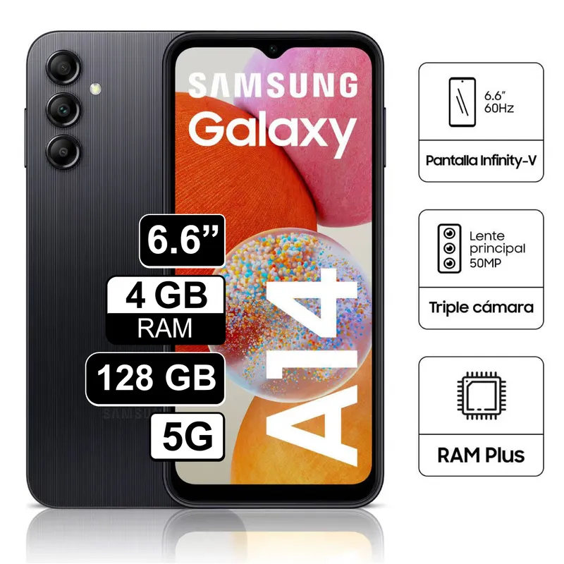 SAMSUNG - Celular Samsung Galaxy A14 4GB 128GB 6,6 Pulg Negro