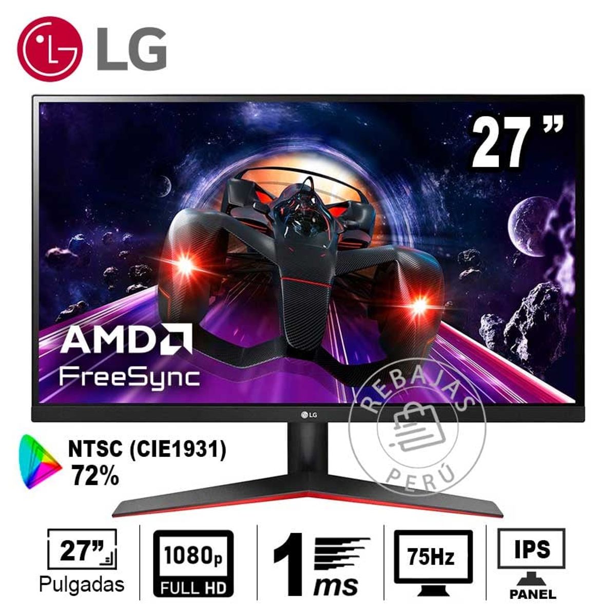 LG - Monitor LG 27MP60G-B 27 Full HD IPS AMD FreeSync 75Hz 1ms