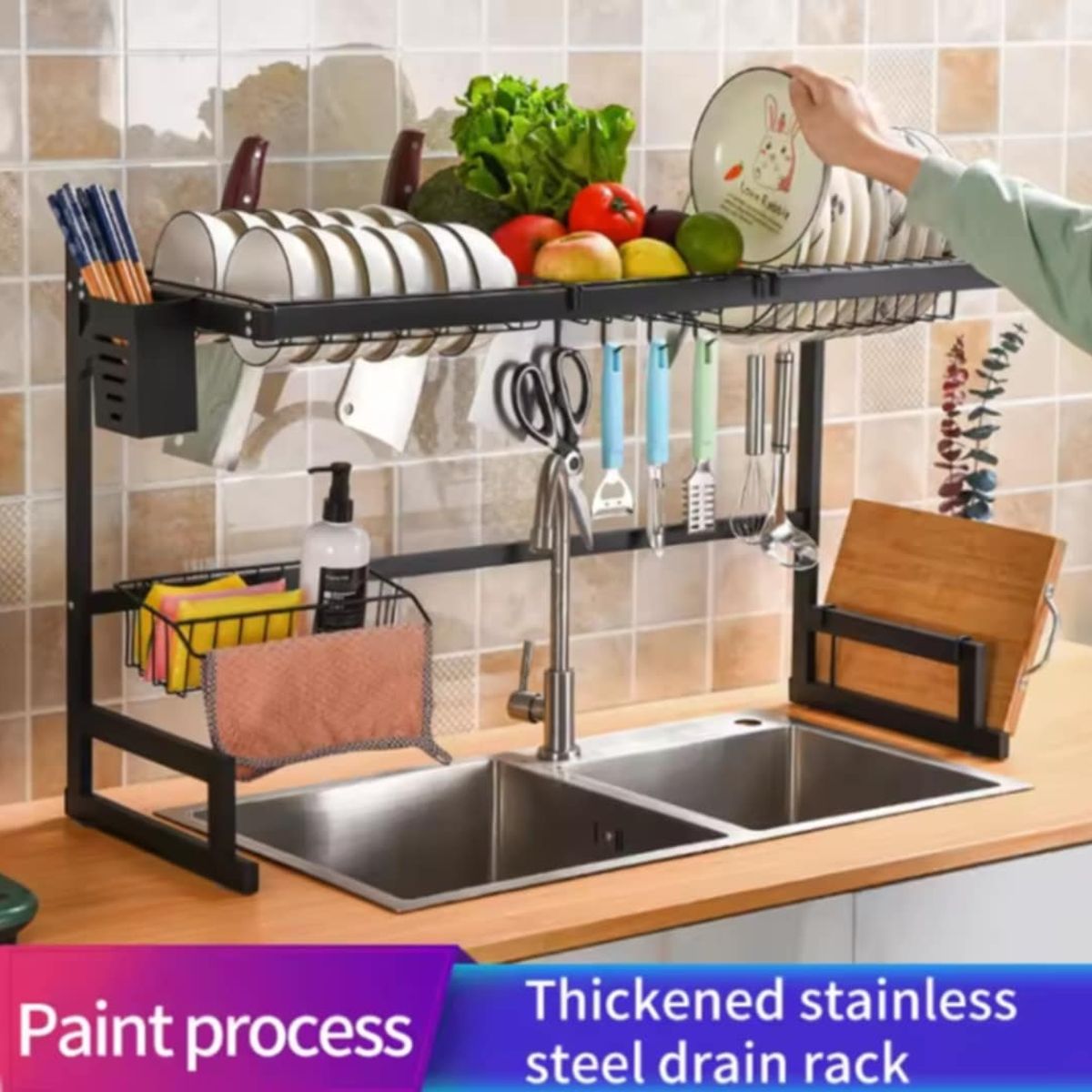 GENERICO - Organizador de Platos Portaplatos 85cm de Cocina Acero Inoxidable