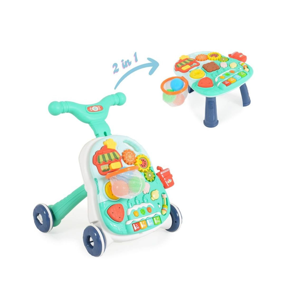 GENERICO - Andador 2 En 1 Con Canasta Y Engranajes Para Bebé