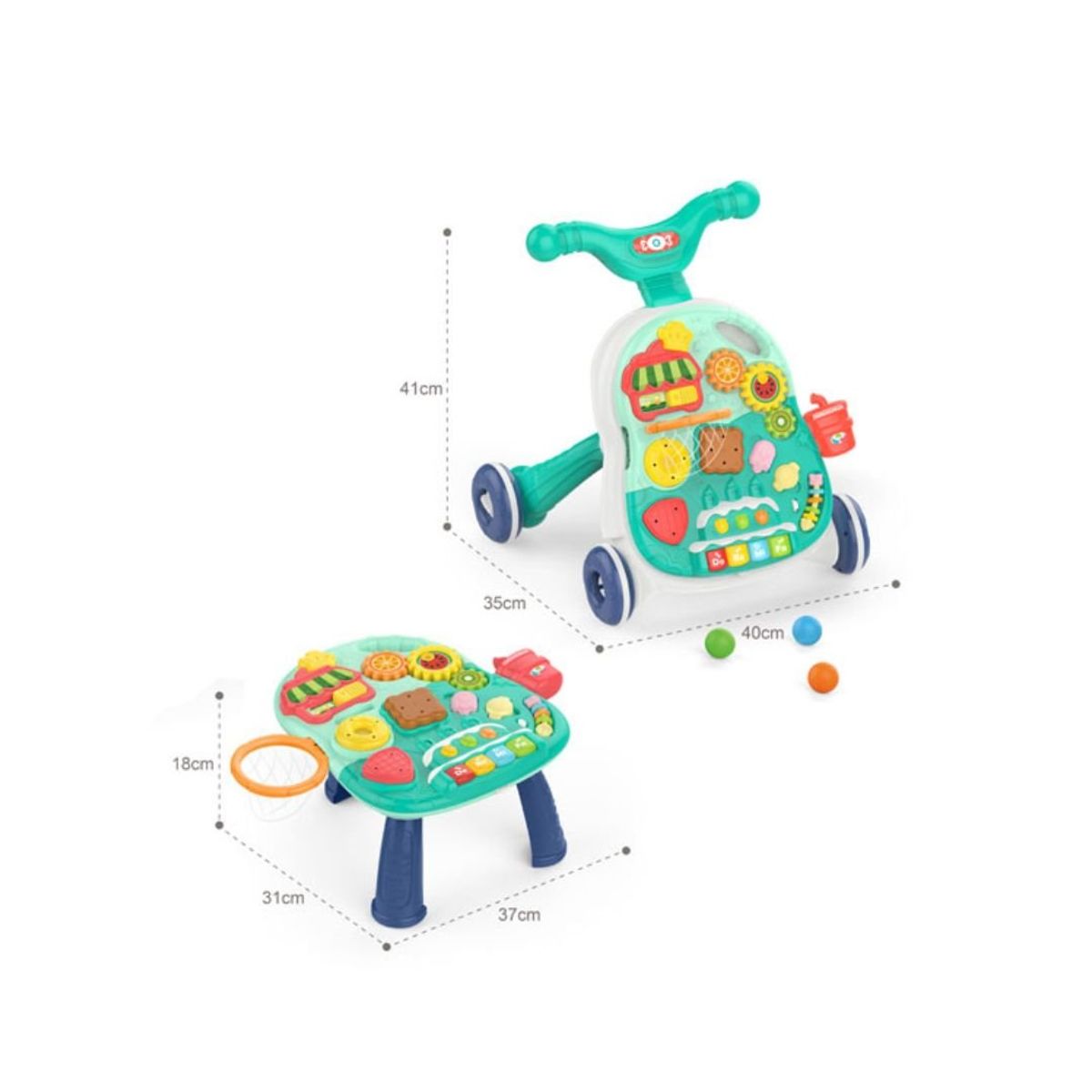 GENERICO - Andador 2 En 1 Con Canasta Y Engranajes Para Bebé