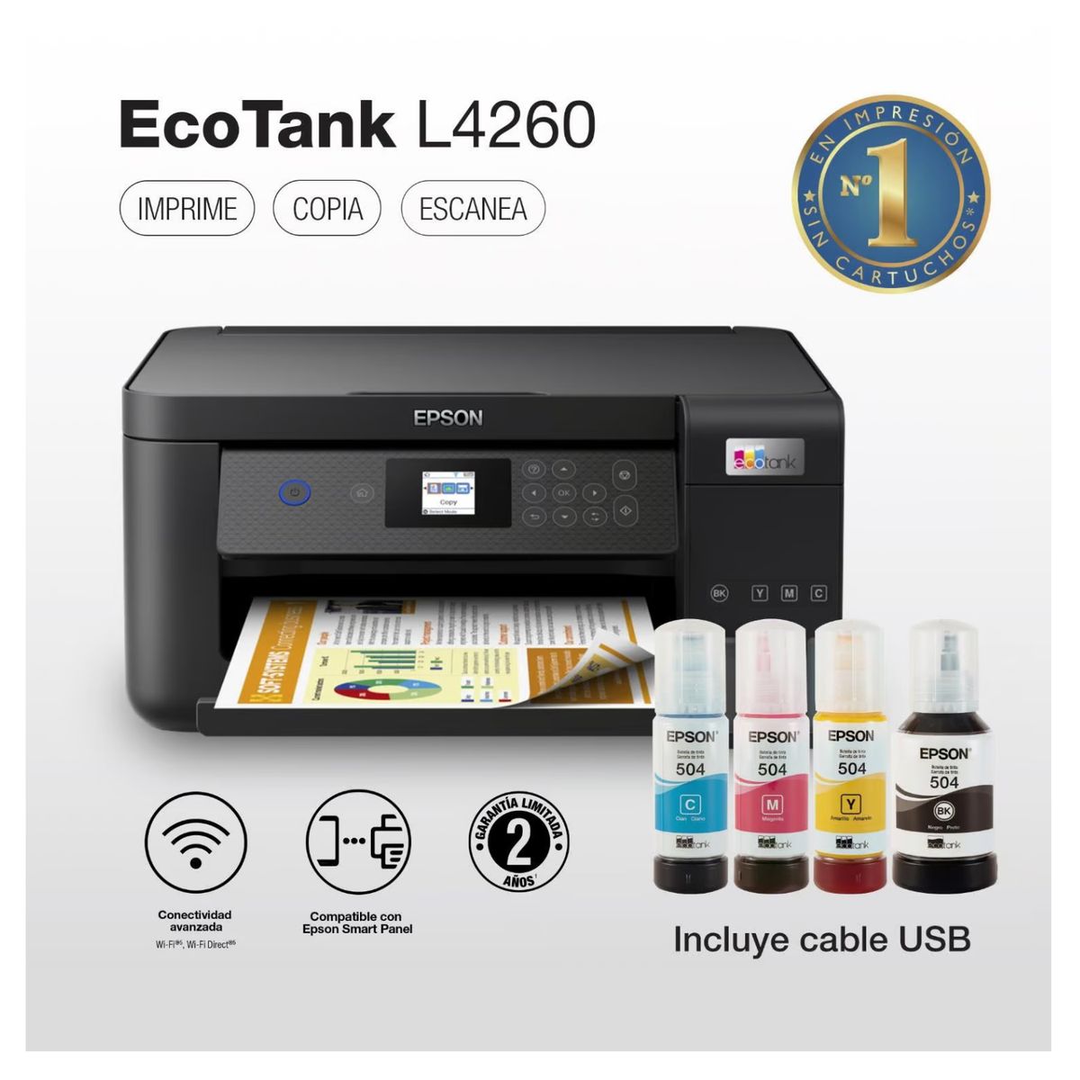 EPSON - Impresora Multifuncional EPSON L4260 Wifi - Pantalla LCD Negro 2024