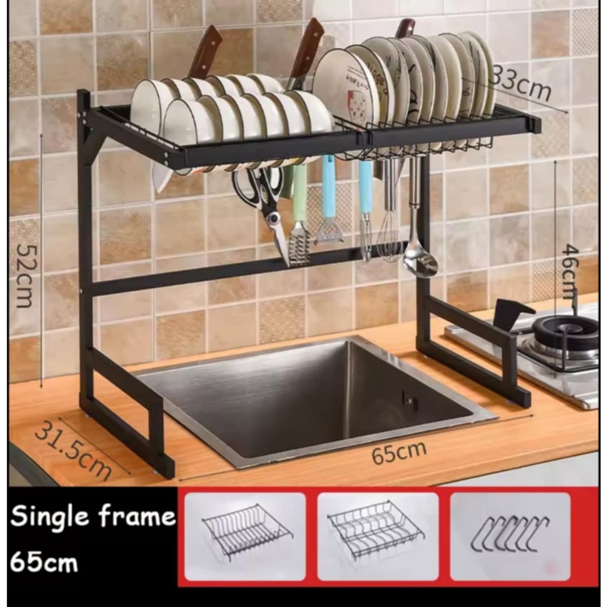 GENERICO - Organizador de Platos Portaplatos 65cm de Cocina Acero Inoxidable