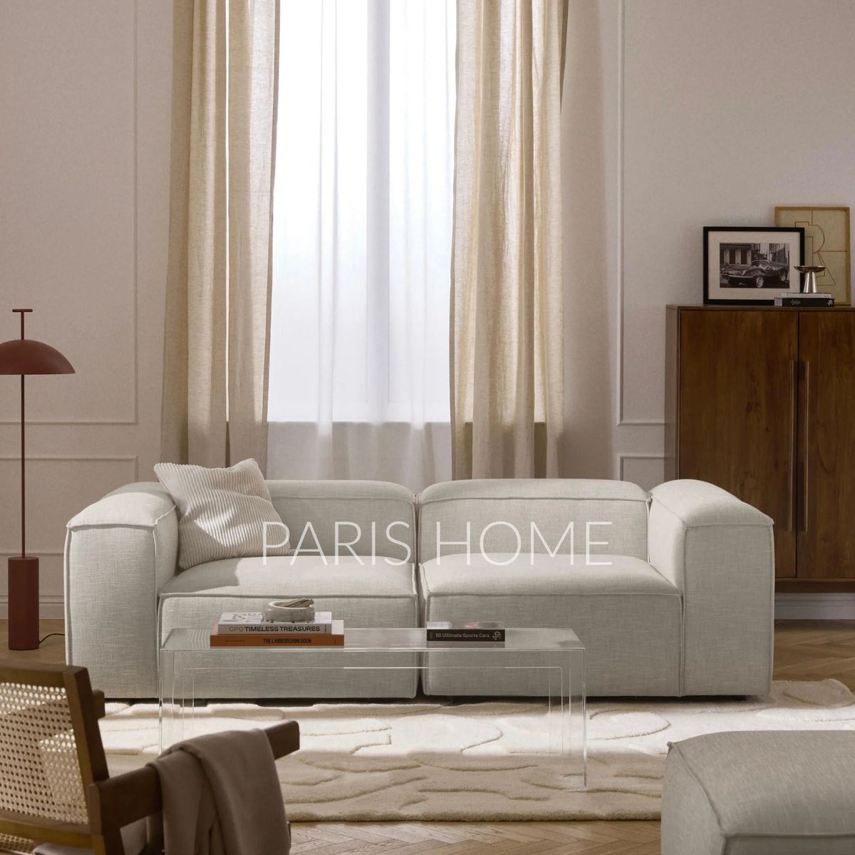 GENERICO - Sofá 2 Cuerpos Monarch Lino - Gris