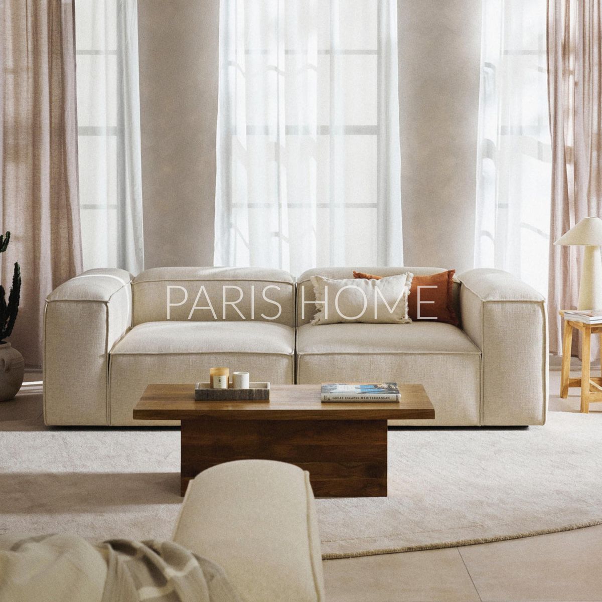 GENERICO - Sofá 2 Cuerpos Monarch Lino - Beige