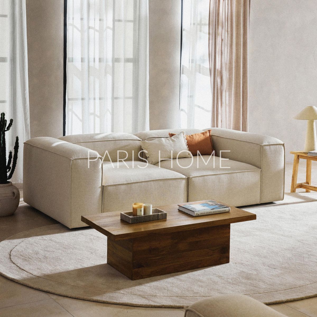 GENERICO - Sofá 2 Cuerpos Monarch Lino - Beige