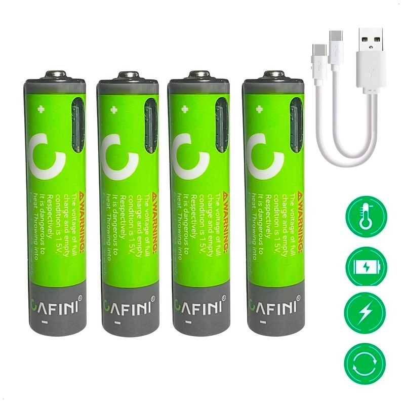 CAFINI - Cargador Pilas Rercargables Cafini Aa Pack 4 Carga Tipo C