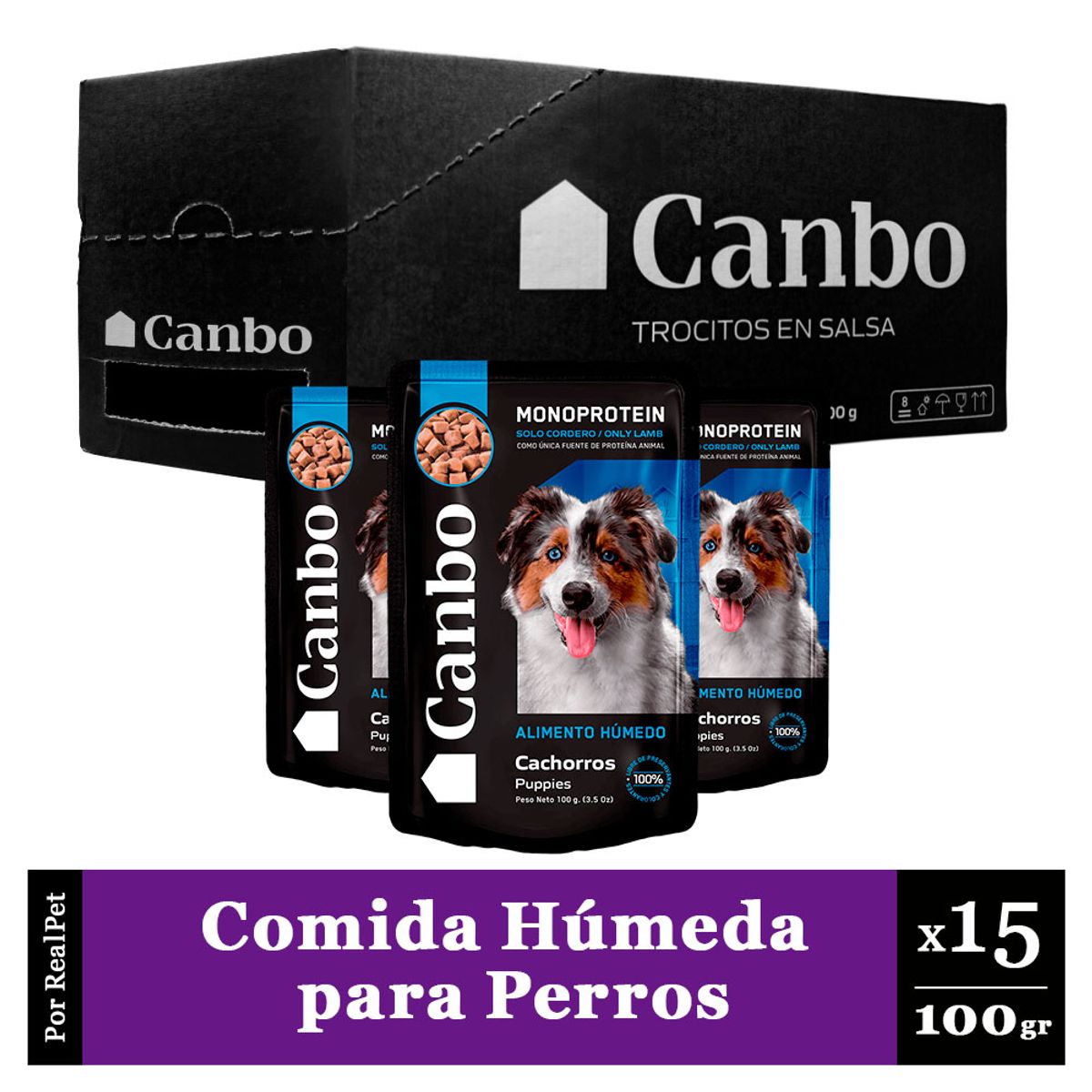 CANBO - Pack Caja x15 Comida Húmeda Cachorro Canbo Cordero 100gr