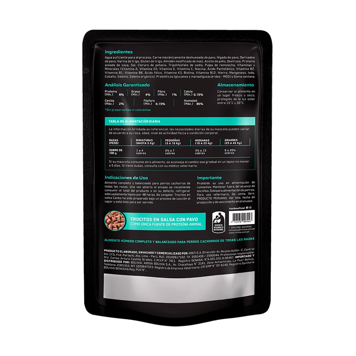 CANBO - Comida Húmeda para Perro Cachorro Canbo Pavo 100gr